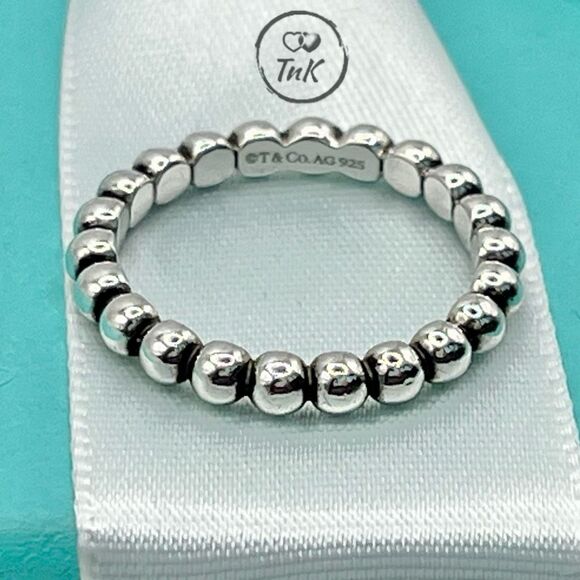Tiffany & Co. Jewelry - Tiffany & Co Ziegfeld Beaded Stacking Ring-  925 Sterling Silver - Size 7